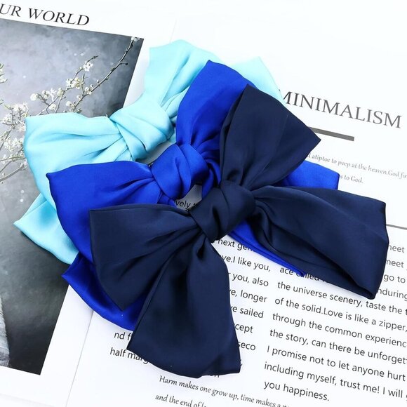 Large Satin Hair Bow Pack 8 Inch Oversized Knot French Barrette Hair Clips main image 8